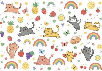 Fototapeta premium Cute colorful icons on white
