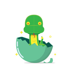 Snake Mascot Popping from Egg