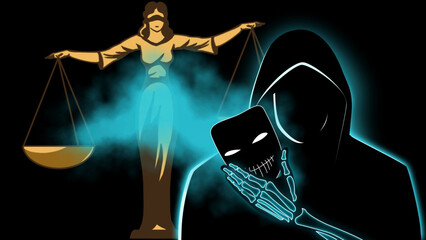 Crime and Criminals. Laws and the legal system - a visual metaphor.