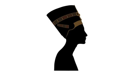 Elegant Nefertiti Bust Silhouette with Crown &ndash; Iconic Symbol of Ancient Egypt, Royalty, and Feminine Power, Ideal for Historical, Cultural, and Art Concepts.
