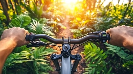 Experience the thrill of mountain biking through lush green forest trails