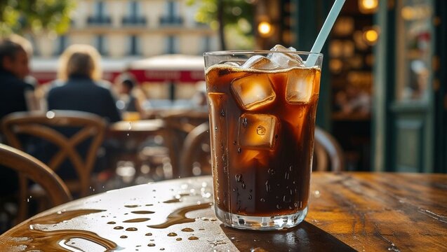氷の解けたカフェのアイスコーヒー