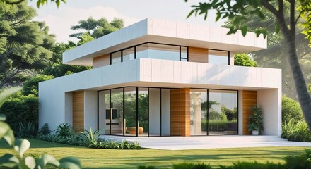 Fototapeta premium Modern Minimalist House – AI Render