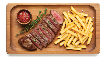 Buffalo Faux Filet Steak with French Fries and Sauce

