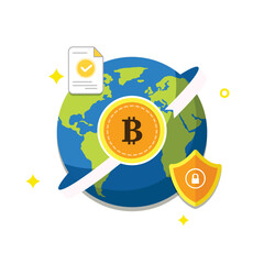 Global Bitcoin Transaction Vector Illustration