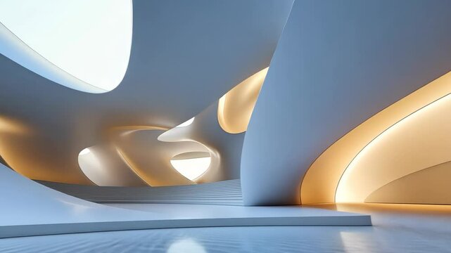 Futuristic architectural curves: dynamic lighting in modern interior design