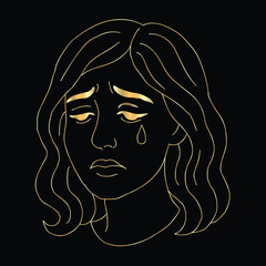 girl with sad face tears on eyes