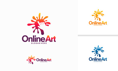 Online Art logo designs concept, Online Creation logo template, Color Cursor logo symbol, Painting cursor logo symbol