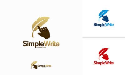 Simple Write logo designs concept, Online Firm logo template symbol, Feather logo
