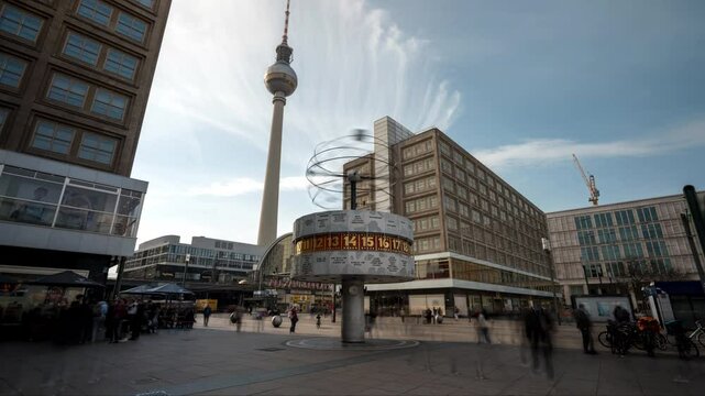 Alexanderplatz Tower and World Clock Berlin Hyperlapse