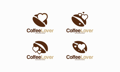 set of Coffee Lover logo designs concept vector, Coffee Bean logo template vector