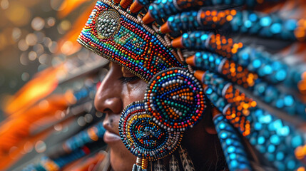 Majestic Native American Headdress at Traditional Pow-Wow