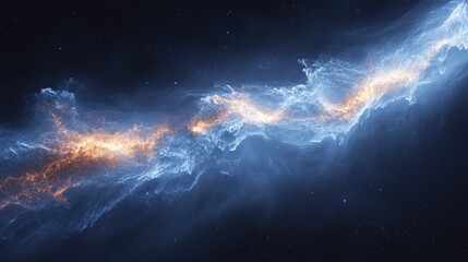 Cosmic Nebula with Fiery Accents in Deep Space Background