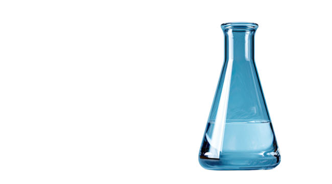 Clear blue liquid-filled flask