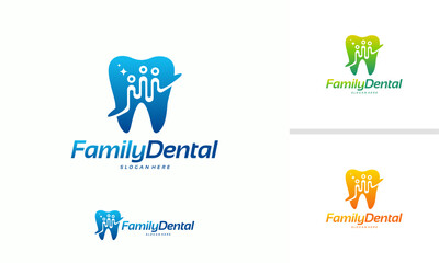 Family Dental logo template vector, Dental Group logo designs concept vector illustration