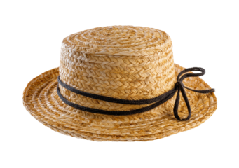 Stylish straw hat for summer outings and sun protection, cut out transparent