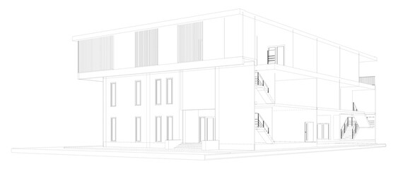 3D illustration of building structure