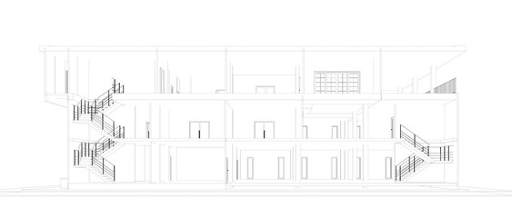 3D illustration of building structure