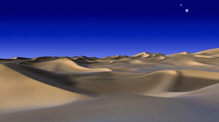 Naklejka premium Sand dunes under a dark blue sky