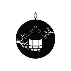 Fototapeta premium Japanese Lantern Vector Silhouette Hanging Coral