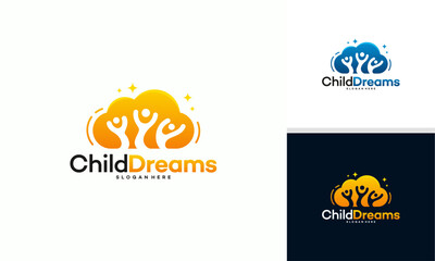 Cloud Dreams logo designs, Online Learning logo designs vector, Kids Dream logo, Child Dream logo template