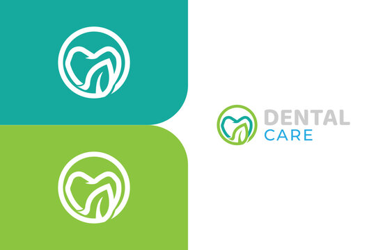 Natural dental logo, dentist logo, dentistry logo template, dental clinic logo, leaf dental, tooth, teeth