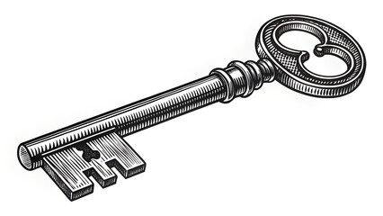 Stark Black and White Key Icon Symbolizing Opportunity
