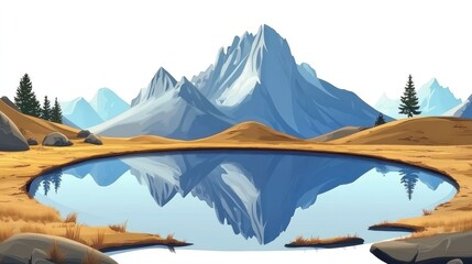 Mountain landscape reflecting in a placid lake