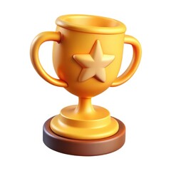 Fototapeta premium 3d render of a cute golden trophy with star