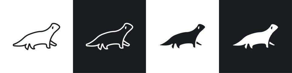 Otter icon symbol collection on white background.