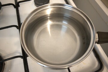 Water in the pot on the stove