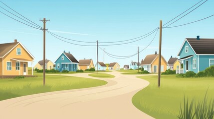 A suburban street scene on a sunny day