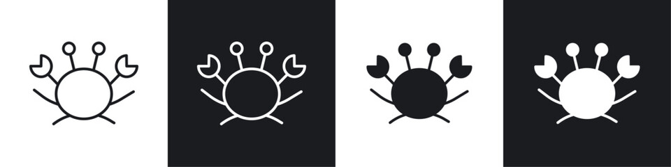 Crab icon symbol collection on white background.