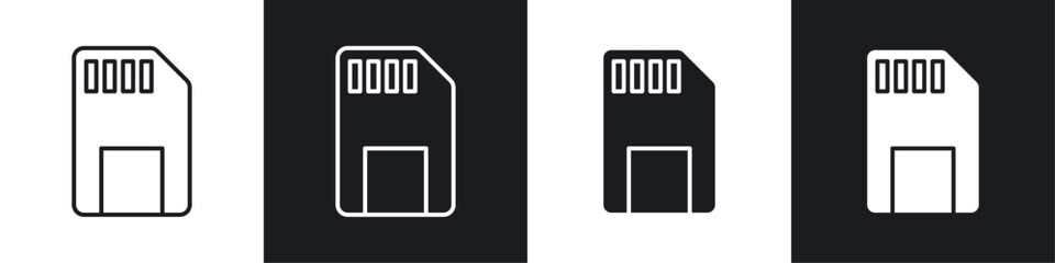 Sd card icon symbol collection on white background.