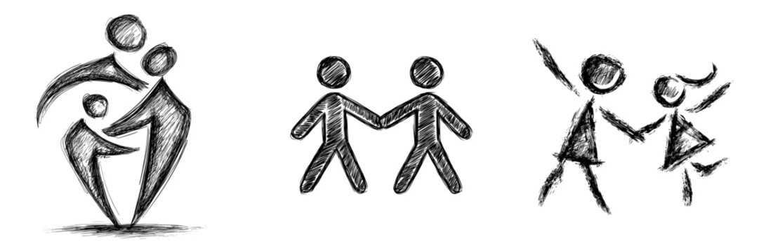 The community connect icon symbolizes the unity of people, representing teamwork, union, and family through its modern design of two abstract human figures