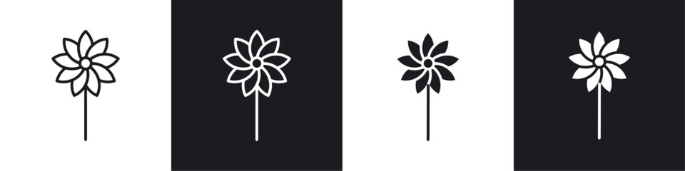 Daffodil Flower icon symbol collection on white background.