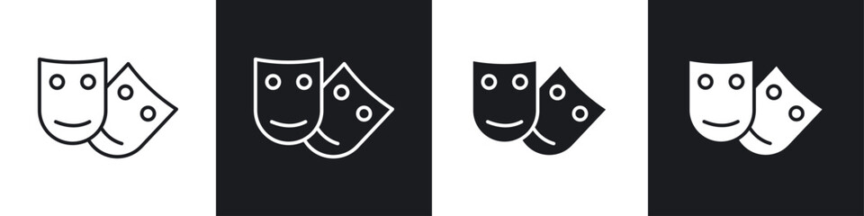 Theater masks icon symbol collection on white background.
