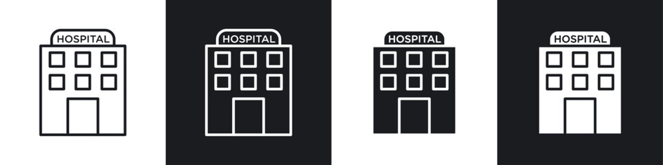 Hospital icon symbol collection on white background.