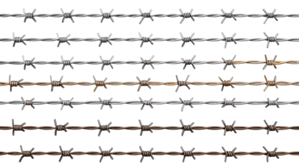 various barbed wire isolated on transparent background