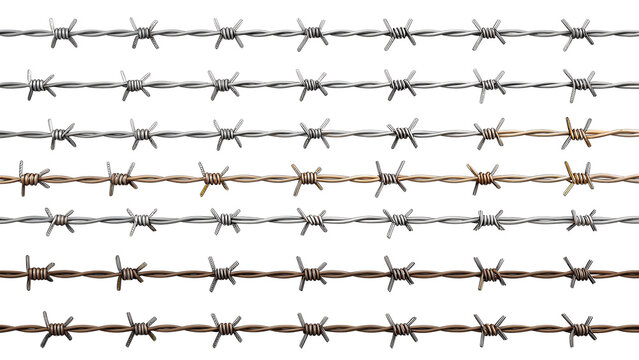 various barbed wire isolated on transparent background