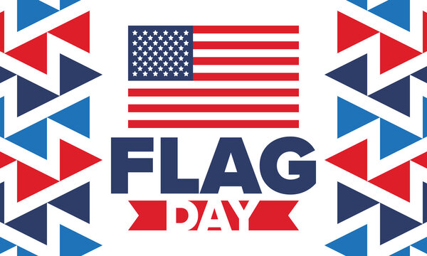 National Flag Day in United States. Holiday celebrated annual June 14 in USA. Patriotic style design with american flag. Poster, greeting card, banner and background. Vector illustration