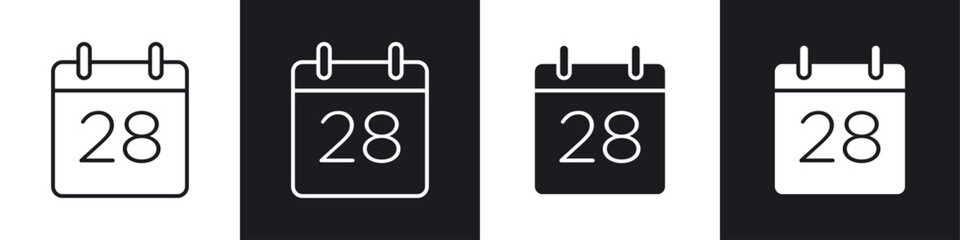 Calendar day icon symbol collection on white background.