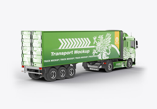  Semi-Trailer Truck Mockup