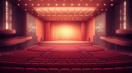 Grand theater interior, warm lighting