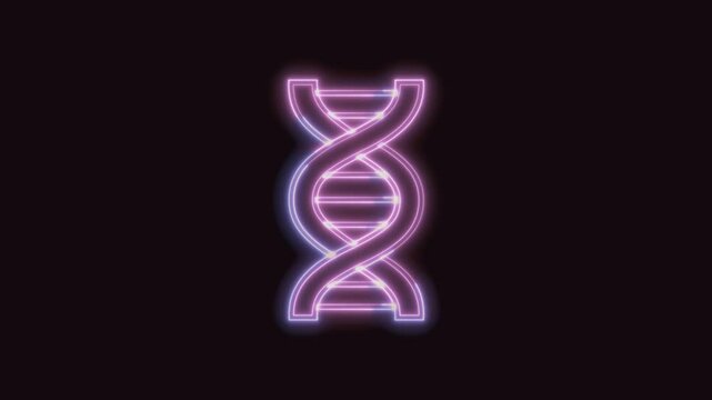 DNA Icon Neon Seamless Loop 4K (Black Background) | Animated Promotional Typography for Video Editing
