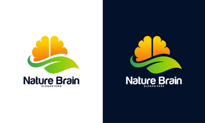 Naklejka premium Nature Brain logo designs concept vector, Nature Mind logo template