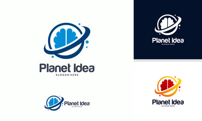 Planet Brain logo designs template, Planet Idea Logo designs concept vector © Lucky Luck