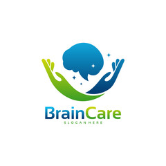 Fototapeta premium Brain Care logo template, Care logo designs, Brain symbol vector