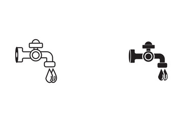 Fauced icons collection. Water fauced or tap icon. Kitchen water faucet or sink sign. Water flows from the faucet symbol. Drinking water company symbol for apps and websites, vector illustration