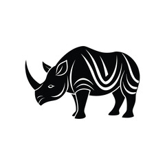 Obraz premium Rhino Grazing Vector Silhouette Metallic Silver